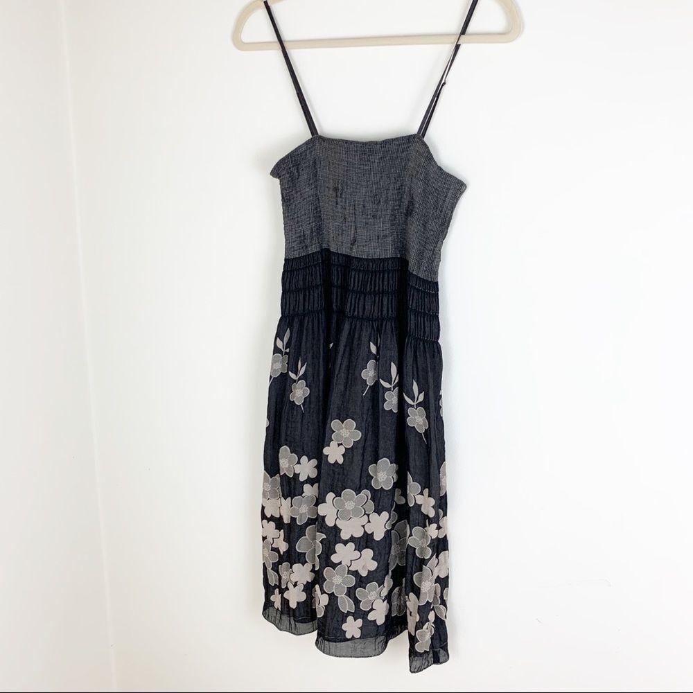 Max Studio Black and Gray Floral Mini Dress